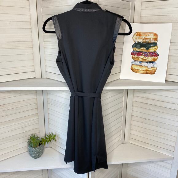 Parker genuine leather trim black shirt dress - Picture 7 of 10